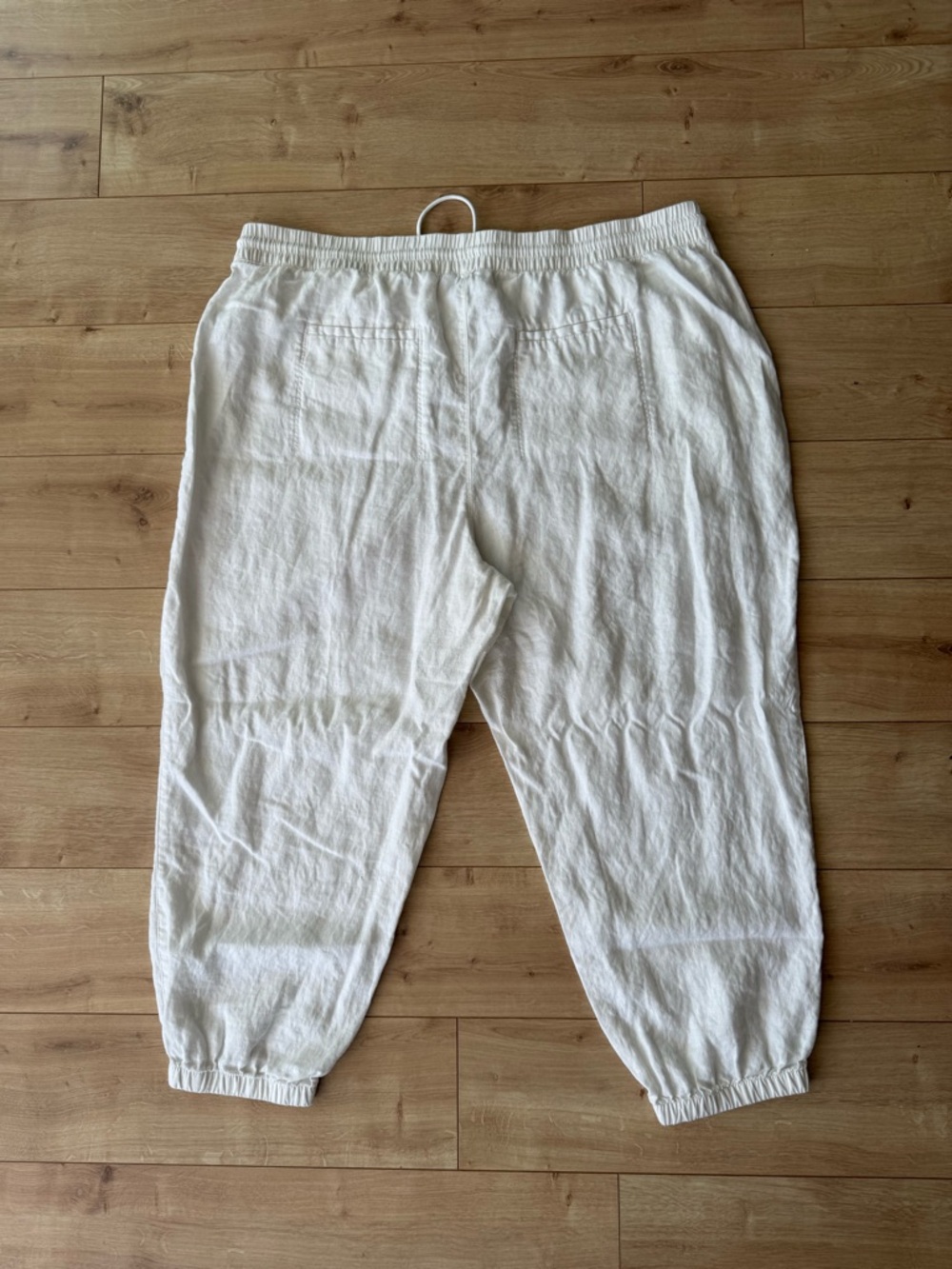 Athleta White Linen Jogger Pants Relaxed Coastal Minimal Elastic Waist 24 - Picture 2 of 6